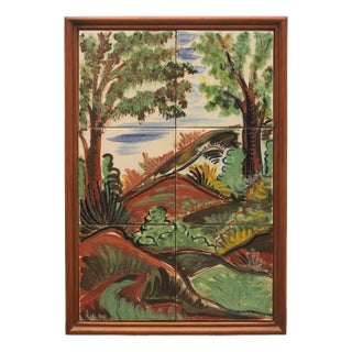 Mid-Century Modern Hand-Painted Ceramic Artwork by Diaz Costa, 1960s For Sale