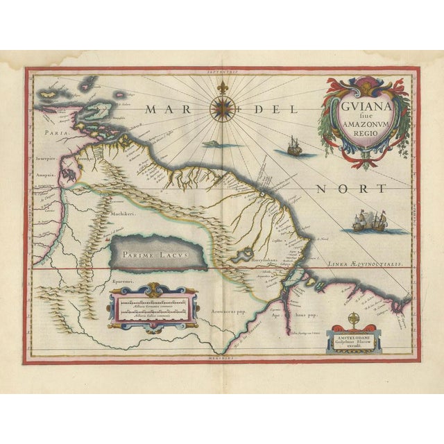 Antique Surinam and Guiana Map Blaeu, 1642 For Sale - Image 3 of 12