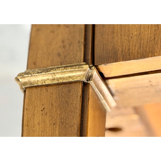 1970s Baker Furniture Satinwood & Brass Neoclassical End Tables With Glass Tops, Pair For Sale - Image 10 of 12