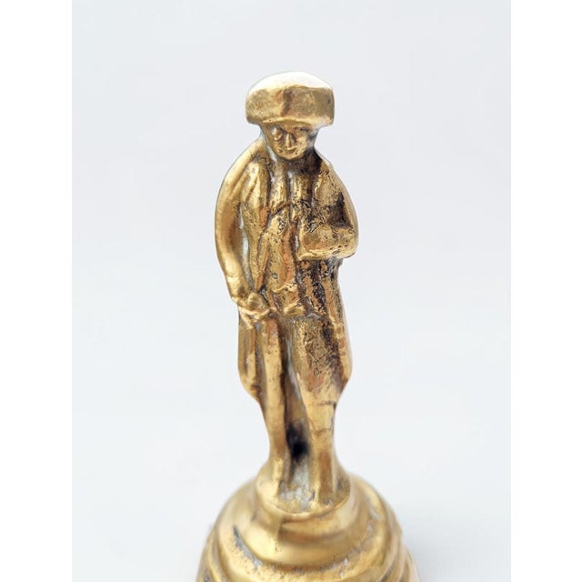 Antique Belgian Flemish Figurative Brass Table Bell, 1890 For Sale - Image 4 of 13