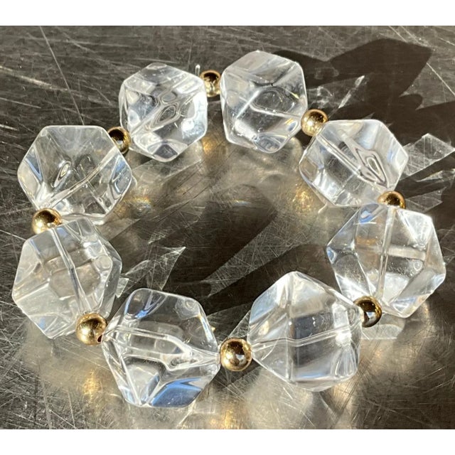 Vintage Boho Faceted Crystal Lucite Beaded Stretch Bracelet For Sale - Image 11 of 11
