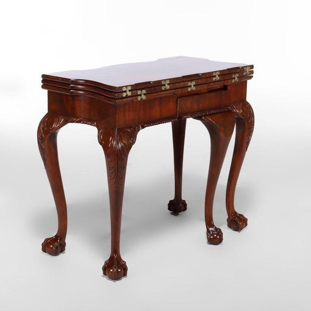 Maitland Smith Chippendale Style Carved Mahogany Game Table With Claw Feet For Sale - Image 15 of 17
