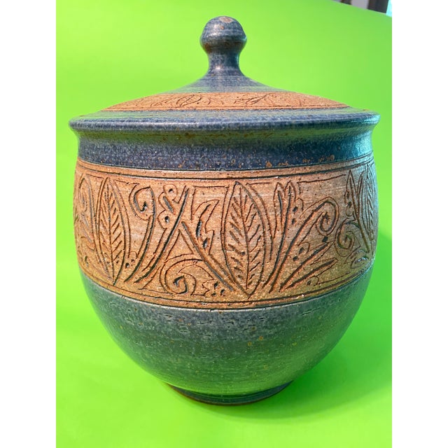David Greer Incised Lidded Pottery Vessel Chairish