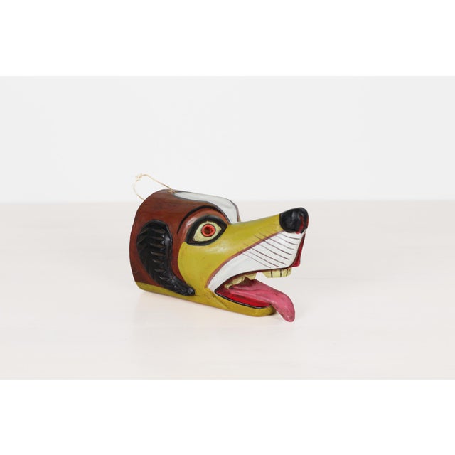 Mid 20th Century Mexican Folk Art Carved Wood Dog Mask For Sale - Image 4 of 13
