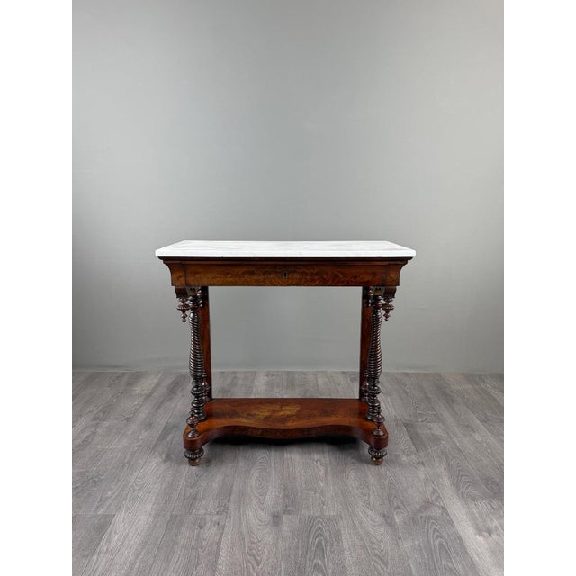 19th Century Napoleon III Mahogany and White Marble Console Table For Sale - Image 13 of 13