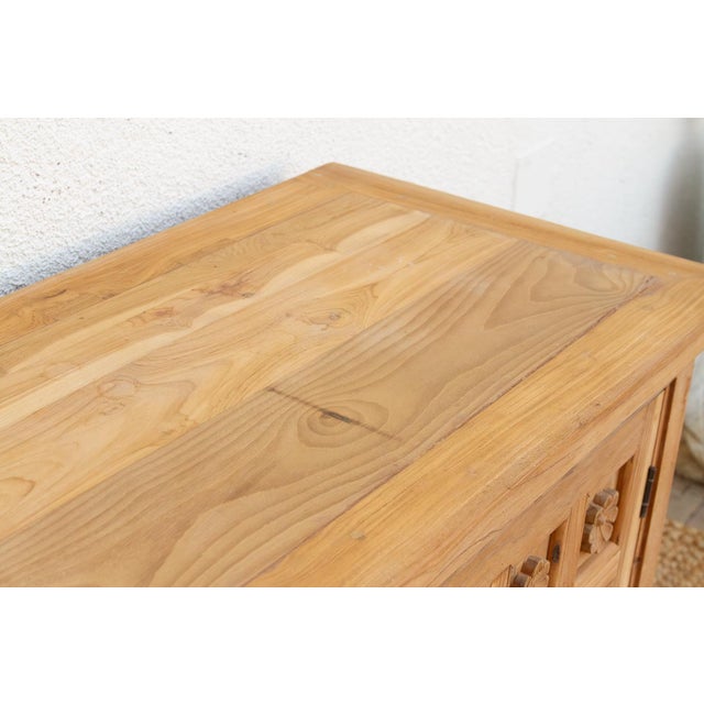 Carved Floral Lotus Buffet Cabinet For Sale - Image 4 of 10