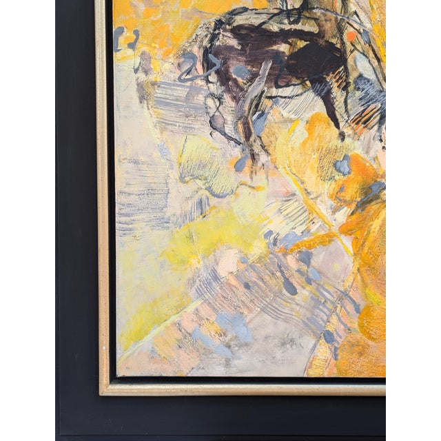Joël Dabin "Cheveux en Liberte" Modern Yellow Abstract Expressionist Painting of Horses, 1992 For Sale - Image 9 of 12