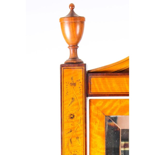 Early 20th Century Edwardian Satinwood Marquetry Inlaid Cheval Mirror For Sale - Image 5 of 16