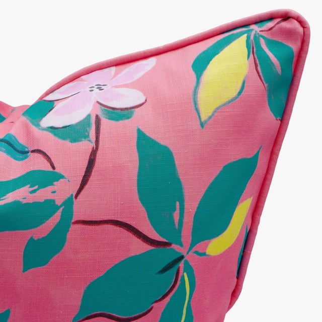French Paule Marrot Magnolias Pillow Cover in Pink For Sale - Image 3 of 3