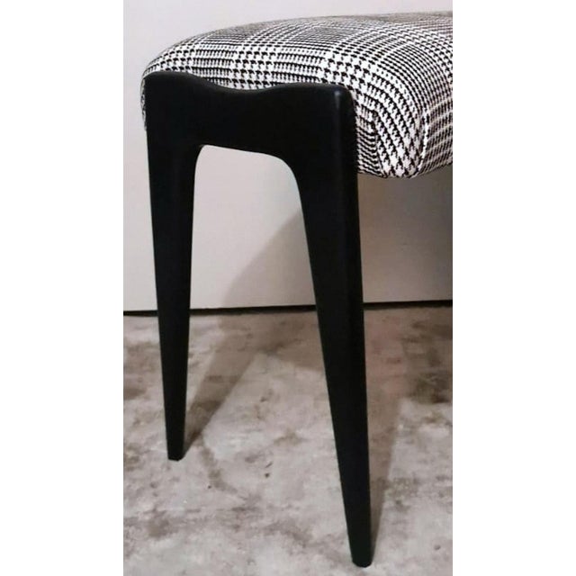 Wood 1950s Art Deco Italian Bench Wood and Fabric Dedar Prince of Wales For Sale - Image 7 of 12