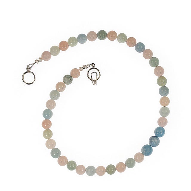 Blue Ajd 16 Inch Multi Color Highly Polished Beryl Necklace For Sale - Image 8 of 8