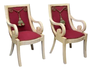 1960s Pair of Mid Century Tessellated Bone Scrolling Armchairs
