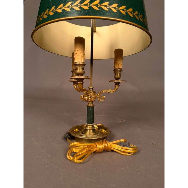 Late 19th Century French Empire Bouillotte Tole-Painted Lamp With Swan Finial, Circa 1890 For Sale - Image 11 of 15