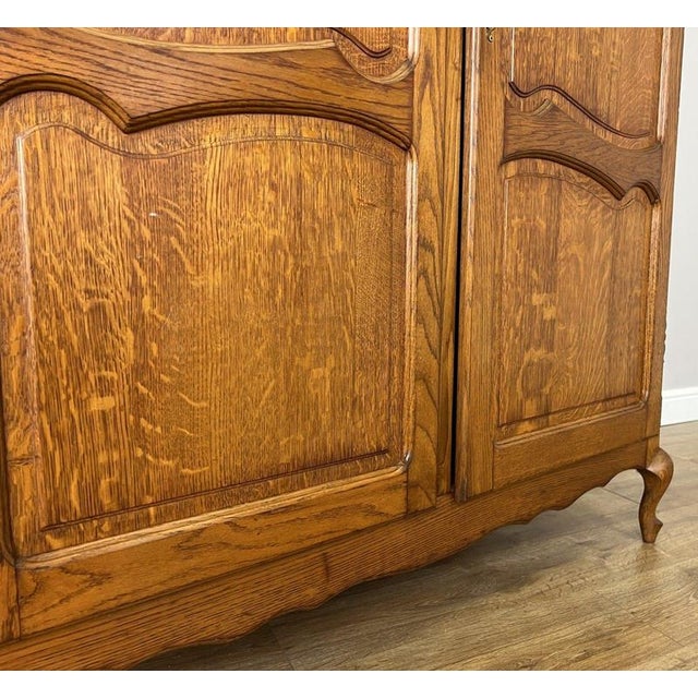 Vintage French Louis XVI Style Carved Oak 2-Door Wardrobe For Sale - Image 9 of 11