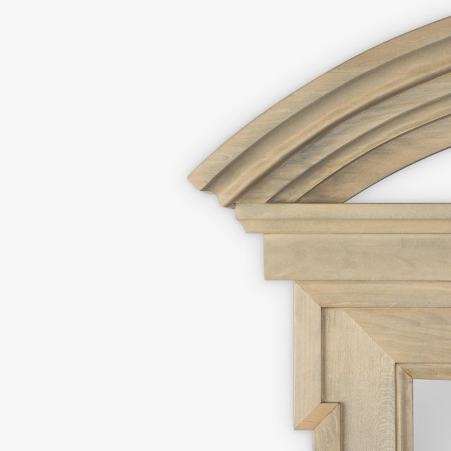 Beige Arched Pediment Mirror in Natural Limed Wood by John Hutton for Donghia For Sale - Image 8 of 10