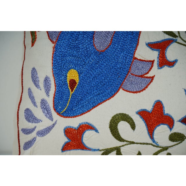 Fish Suzani Pillow Cover - A Pair For Sale - Image 4 of 6