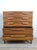 This mid century modern highboy dresser by Johnson Carper features hardwood construction, original walnut finish, five...