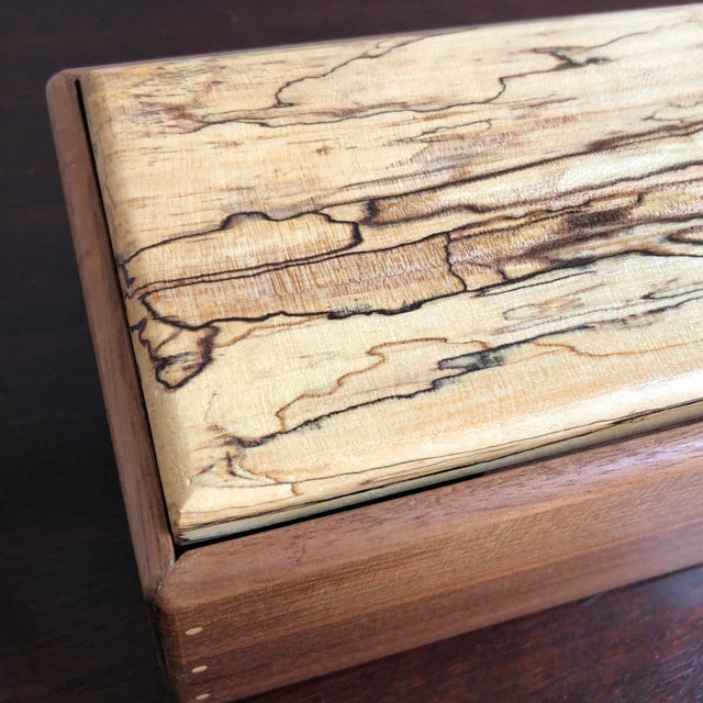 Brown Artisan Crafted Mixed Wood Decorative Box For Sale - Image 8 of 12