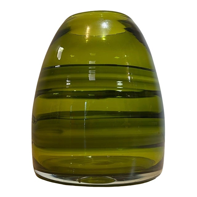 Vintage Mid Century Green Swirl Art Glass "Sasso" Vase Attributed to Luciano Gaspari Salviati For Sale