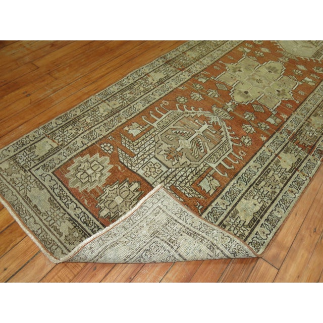 Terracotta Brown Antique Persian Heriz Runner - 2'9" x 11'5" For Sale - Image 9 of 18