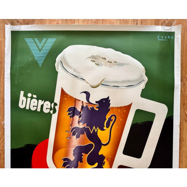 Very large and impressive original German poster for Excelsior Beer, dating to the 1940s. This gorgeous poster is in...