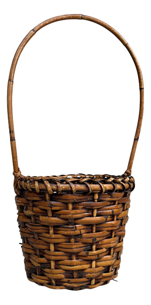 Japanese Bamboo Ikebana Basket with Arched Handle, 1960s