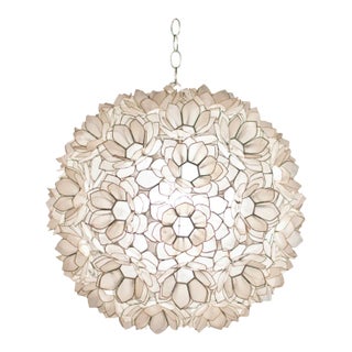 Matthew Izzo Home Jupiter Lotus FLower Capiz Shell Pendant Chandelier For Sale