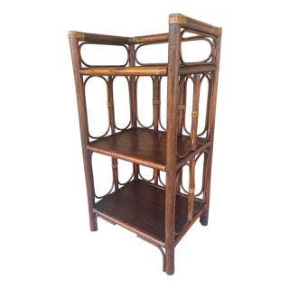 Vintage Bamboo and Rattan Three-Tier Bookcase, 1960s For Sale