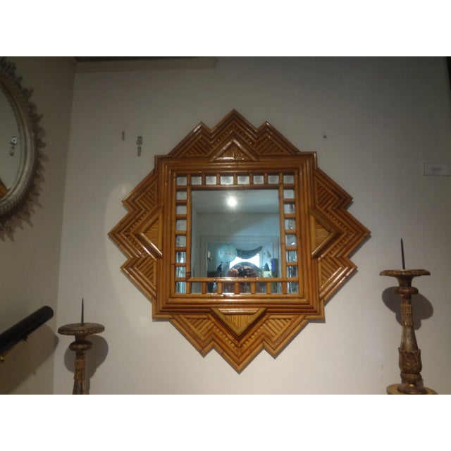 Wood 1960s Italian Bamboo Mirror by Maurizio Mariani for Vivai Del Sud For Sale - Image 7 of 11