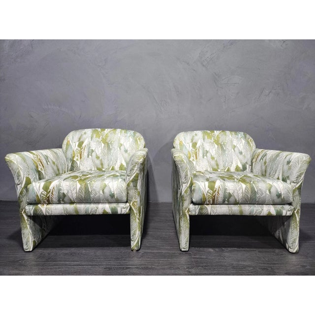 Mid 20th Century Vladimir Kagan Style Lounge Chairs in French Upholstery - Set of 2 For Sale - Image 9 of 12