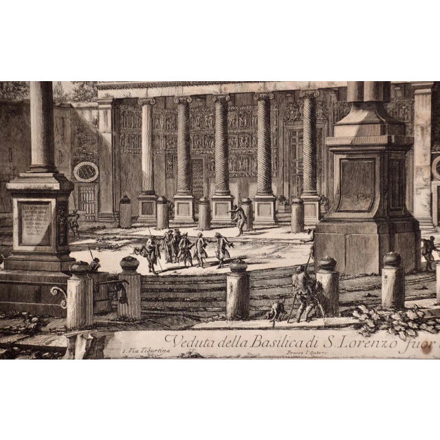 Basilica of San Lorenzo in Rome: A Framed 18th Century Etching by Piranesi, 1750 For Sale - Image 4 of 7