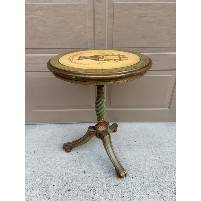 1920s Regency Green and Gold Painted Flip-Top Side Table With Lyre Motif For Sale - Image 11 of 11