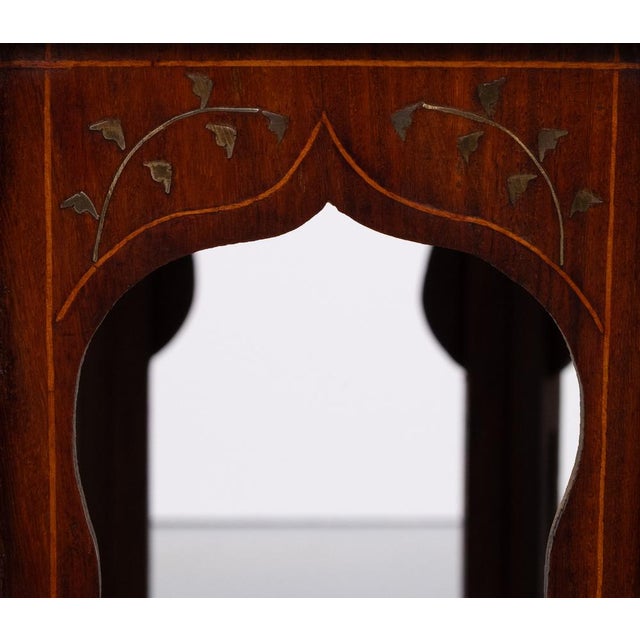 Brown Anglo Indian Hoshiarpur Brass Inlaid Hardwood Coffee Table, 1900s For Sale - Image 8 of 10