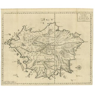 Antique Map of Borneo in Indonesia, 1726 For Sale