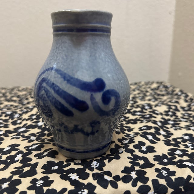 Charming vintage Marzi & Remy stoneware creamer/jug featuring a classic cobalt blue salt-glaze finish. This piece...