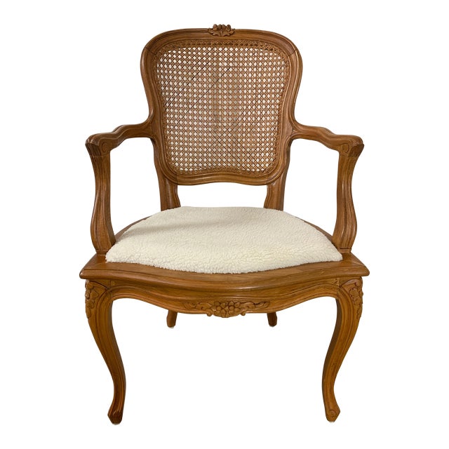 Louis XV Style Cane Arm Chair For Sale