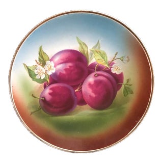 Antique 1910s Plums Cabinet Wall Plate For Sale