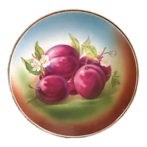 Antique 1910s Plums Cabinet Wall Plate