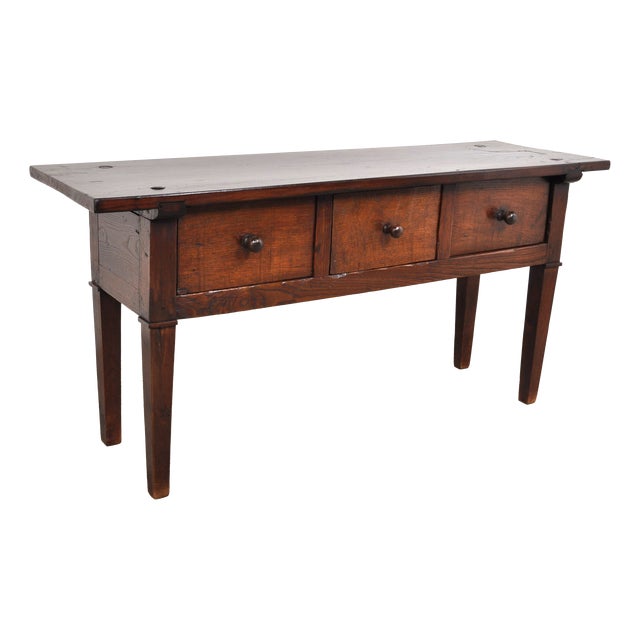 Antique Spanish Side Table in Chestnut Wood, 1850s For Sale