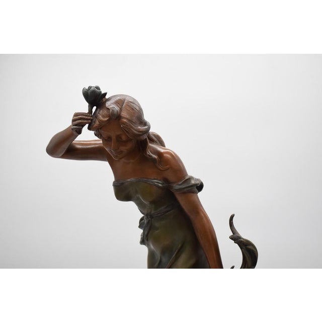 Large Nymph Clock in Regula and Bronze Patina Marble by A. De Raudery, France, 1890s For Sale - Image 18 of 18