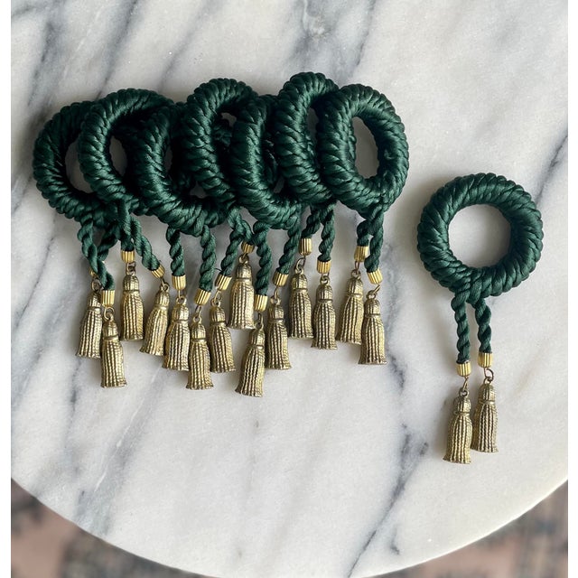 Late 20th Century Brass Tassel & Rope Napkin Rings, Set of Eight For Sale - Image 4 of 8