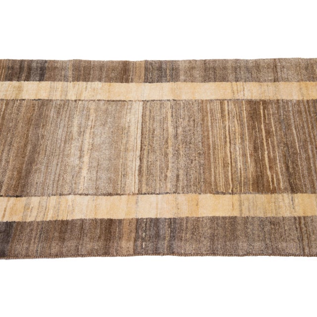 2020s Modern Persian Shouli Gabbeh Handmade Geometric Wool Runner For Sale - Image 5 of 10