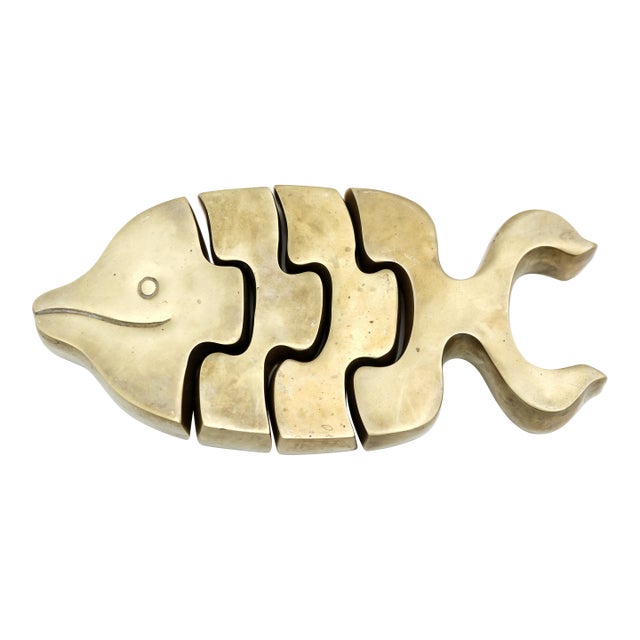Vintage Brass Fish Puzzle, Table-Top Decor For Sale