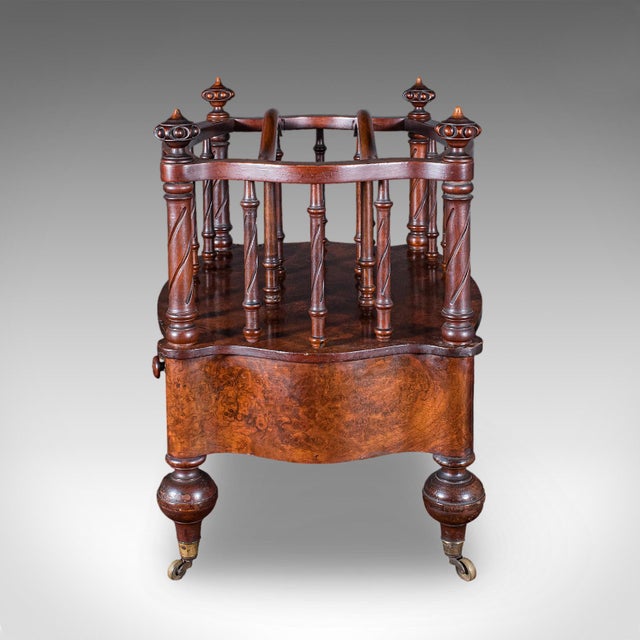 Antique Canterbury Stand, English, Burr Walnut, Newspaper, Magazine, Regency For Sale - Image 6 of 10