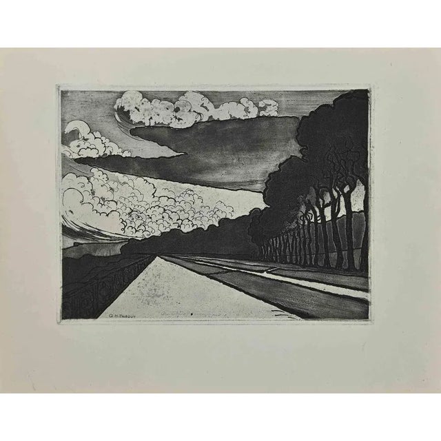 Landscape is an original artwork realized by George Henri Tribout. Original etching on paper glued on cardboard. Signature...