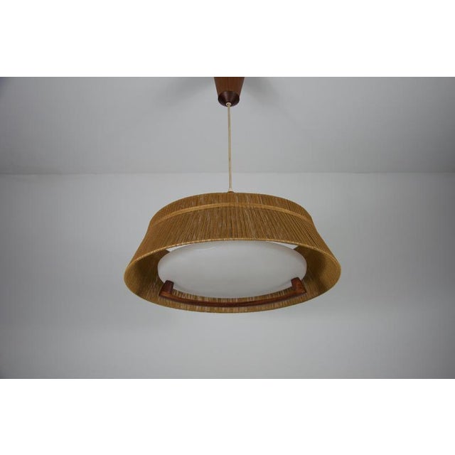 Midcentury Modern Teak and Cord Shade Hanging Lamp from Temde, 1960 For Sale - Image 11 of 18