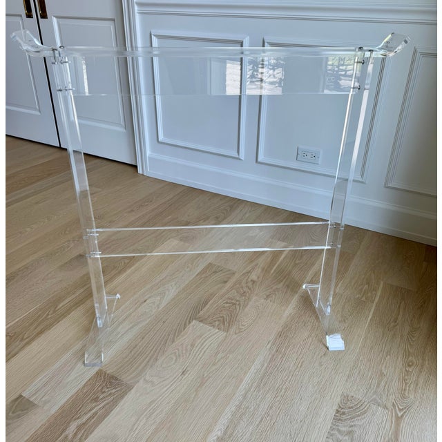 An exceptionally elegant Charles Hollis Jones Lucite blanket rack, showcasing the designer’s signature mastery of acrylic...