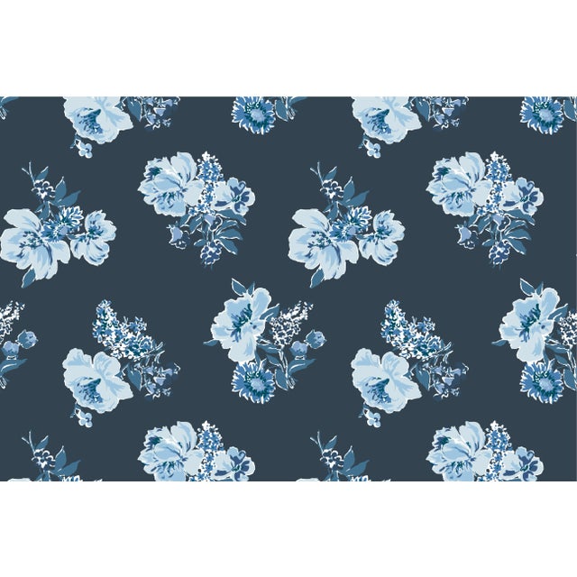 A 9.5" x 9.5" sample of Swans Island Navy Care Instructions: Pure Solvants Dry Cleaning