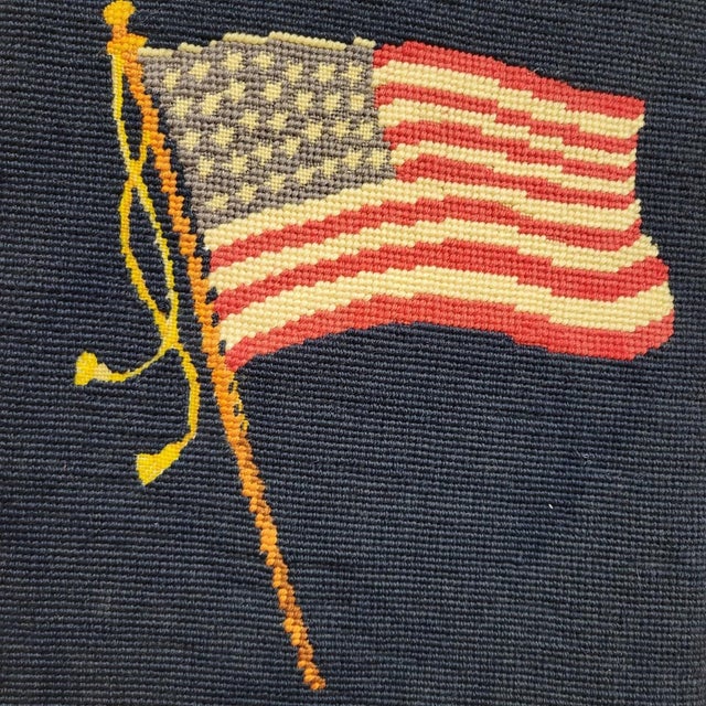 American Vintage American Flag Needlepoint in Gilt Frame, Circa 1970s For Sale - Image 3 of 6