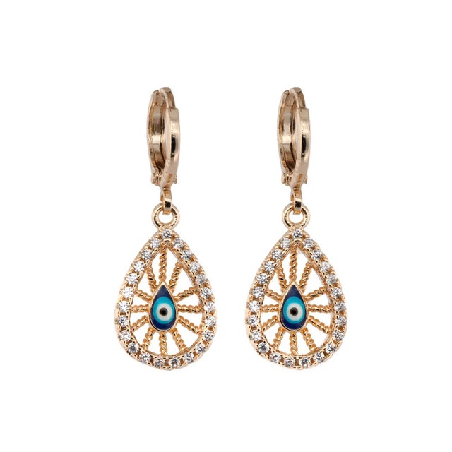 Gold Filigree Evil Eye Earrings, A Pair For Sale In Miami - Image 6 of 6